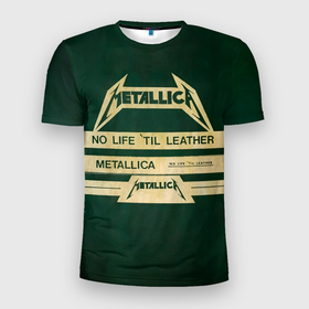 Мужская футболка 3D Slim с принтом No Life til Leather   Metallica в Новосибирске, 100% полиэстер с улучшенными характеристиками | приталенный силуэт, круглая горловина, широкие плечи, сужается к линии бедра | hard | heavy | james hetfield | kirk hammett | lars ulrich | metallica | music | robert trujillo | rock band | thrash | thrashmetal | джеймс хэтфилд | кирк хэмметт | ларс ульрих | метал | металика | металлика | музыка | роберт трухильо | рок группа | трэш