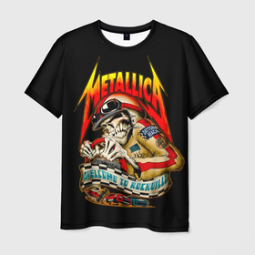 Мужская футболка 3D с принтом Metallica WELCOME TO ROCKVILLE в Новосибирске, 100% полиэфир | прямой крой, круглый вырез горловины, длина до линии бедер | hard | heavy | james hetfield | kirk hammett | lars ulrich | metallica | music | robert trujillo | rock band | thrash | thrashmetal | джеймс хэтфилд | кирк хэмметт | ларс ульрих | метал | металика | металлика | музыка | роберт трухильо | рок группа | трэш