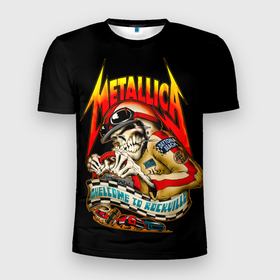 Мужская футболка 3D Slim с принтом Metallica WELCOME TO ROCKVILLE в Белгороде, 100% полиэстер с улучшенными характеристиками | приталенный силуэт, круглая горловина, широкие плечи, сужается к линии бедра | hard | heavy | james hetfield | kirk hammett | lars ulrich | metallica | music | robert trujillo | rock band | thrash | thrashmetal | джеймс хэтфилд | кирк хэмметт | ларс ульрих | метал | металика | металлика | музыка | роберт трухильо | рок группа | трэш