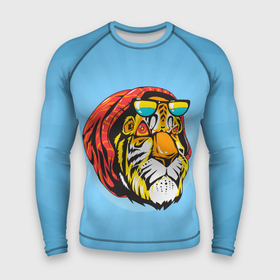 Мужской рашгард 3D с принтом Крутой тигр в шапке и очках в Тюмени,  |  | furry | low poly | tiger | восточный тигр | год тигра | голова | кошка | лоу поли | тигр | тигренок | фурри | хищник