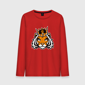 Мужской лонгслив хлопок с принтом Тигр в короне | Tiger in crown в Петрозаводске, 100% хлопок |  | tiger | восточный тигр | год тигра | голова | кошка | тигр | тигренок | хищник