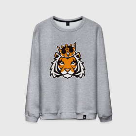Мужской свитшот хлопок с принтом Тигр в короне | Tiger in crown в Петрозаводске, 100% хлопок |  | tiger | восточный тигр | год тигра | голова | кошка | тигр | тигренок | хищник