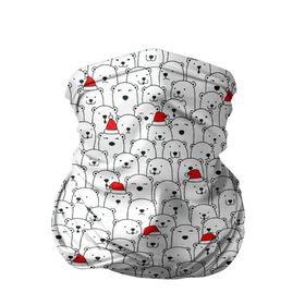 Бандана-труба 3D с принтом Белые медведи на Рождество в Белгороде, 100% полиэстер, ткань с особыми свойствами — Activecool | плотность 150‒180 г/м2; хорошо тянется, но сохраняет форму | caps | christmas | new year | polar bears | red hats | santa claus | santas | белые медведи | деды морозы | колпаки | красные шапки | новый год | рождество | санта клаусы