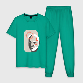 Мужская пижама хлопок с принтом Логомем Дед Гарольд в Рязани, 100% хлопок | брюки и футболка прямого кроя, без карманов, на брюках мягкая резинка на поясе и по низу штанин
 | гарольд | гарольд скрывающий боль | дед гарольд | логомем | логотип | мем
