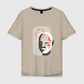 Мужская футболка хлопок Oversize с принтом Логомем Дед Гарольд в Петрозаводске, 100% хлопок | свободный крой, круглый ворот, “спинка” длиннее передней части | гарольд | гарольд скрывающий боль | дед гарольд | логомем | логотип | мем