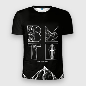 Мужская футболка 3D Slim с принтом Thats the spirit BMTH в Новосибирске, 100% полиэстер с улучшенными характеристиками | приталенный силуэт, круглая горловина, широкие плечи, сужается к линии бедра | Тематика изображения на принте: alternative | bring me the horizon | metall | music | rock | альтернатива | бринг ми зэ харайзон | бринги | металл | музыка | рок