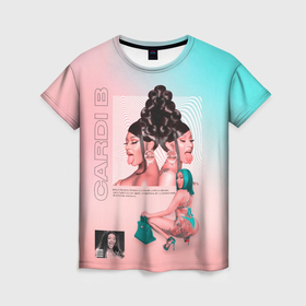Женская футболка 3D с принтом Kardi B Art в Петрозаводске, 100% полиэфир ( синтетическое хлопкоподобное полотно) | прямой крой, круглый вырез горловины, длина до линии бедер | 