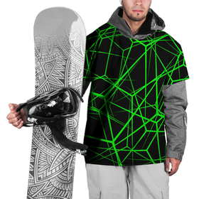 Накидка на куртку 3D с принтом Зеленые Полигоны , 100% полиэстер |  | зеленая абстракция | зеленая матрица | зеленая текстура | зеленые линии | зеленые полоски матрица | современное искусство