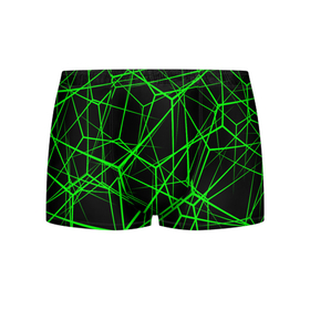 Мужские трусы 3D с принтом Зеленые Полигоны Матрица , 50% хлопок, 50% полиэстер | классическая посадка, на поясе мягкая тканевая резинка | зеленая абстракция | зеленая матрица | зеленая текстура | зеленые линии | зеленые полоски матрица | современное искусство