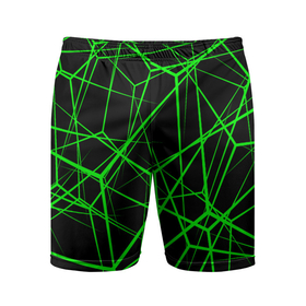 Мужские шорты спортивные с принтом Зеленые Полигоны Матрица ,  |  | зеленая абстракция | зеленая матрица | зеленая текстура | зеленые линии | зеленые полоски матрица | современное искусство