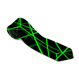 Галстук 3D с принтом Зеленые Полигоны Матрица , 100% полиэстер | Длина 148 см; Плотность 150-180 г/м2 | зеленая абстракция | зеленая матрица | зеленая текстура | зеленые линии | зеленые полоски матрица | современное искусство