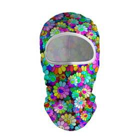 Балаклава 3D с принтом Rainbow flowers , 100% полиэстер, ткань с особыми свойствами — Activecool | плотность 150–180 г/м2; хорошо тянется, но при этом сохраняет форму. Закрывает шею, вокруг отверстия для глаз кайма. Единый размер | takashi murakami | паттерн | радуга | смайл | такаси мураками | улыбка | цветы