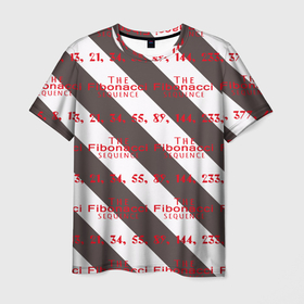 Мужская футболка 3D с принтом Последовательность Фибоначчи в Новосибирске, 100% полиэфир | прямой крой, круглый вырез горловины, длина до линии бедер | bands | fibonacci | zebra | зебра | полосы | последовательность | фибоначчи | цифры | числа