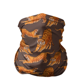Бандана-труба 3D с принтом Тигровые потягушки кофе паттерн в Курске, 100% полиэстер, ткань с особыми свойствами — Activecool | плотность 150‒180 г/м2; хорошо тянется, но сохраняет форму | 2022 | big cats | cat | tiger | год тигра | новый год | тигр | тигровый год | тигры