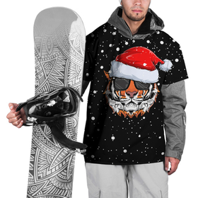 Накидка на куртку 3D с принтом Новогодний Тигр / New Years Tiger , 100% полиэстер |  | cat | tiger | год тигра | дед мороз | зверь | кошка | новый год | рождество | санта | символ года | снег | снежинка | тигр | хищник