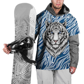 Накидка на куртку 3D с принтом New Years Tiger / Новогодний Тигр , 100% полиэстер |  | cat | tiger | год тигра | дед мороз | зверь | кошка | новый год | рождество | санта | символ года | снег | снежинка | тигр | хищник