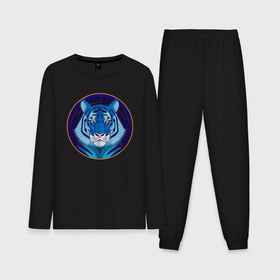 Мужская пижама хлопок (с лонгсливом) с принтом Голубой водяной тигр  символ 2022 года ,  |  | 2022 | водяной | год | гороскоп | китайский | символ | талисман | тигр