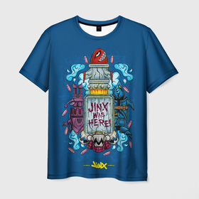 Мужская футболка 3D с принтом Jinx was here Art , 100% полиэфир | прямой крой, круглый вырез горловины, длина до линии бедер | arcane | jinx | league of legends | lol | moba | аркейн | джинкс | жинкс | лига легенд | лол | моба