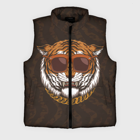Мужской жилет утепленный 3D с принтом Крутой тигр в очках с цепью в Тюмени,  |  | furry | tiger | восточный тигр | год тигра | голова | кошка | тигр | тигренок | фурри | хищник