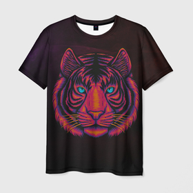 Мужская футболка 3D с принтом Тигр | Tiger (голова) , 100% полиэфир | прямой крой, круглый вырез горловины, длина до линии бедер | tiger | восточный тигр | год тигра | голова | кошка | тигр | тигренок | хищник