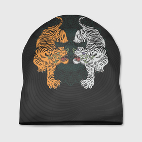 Шапка 3D с принтом Два тигра в Тюмени, 100% полиэстер | универсальный размер, печать по всей поверхности изделия | tiger | восточный тигр | год тигра | два тигра | кошка | тигр | тигренок | хищник