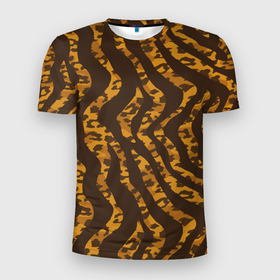 Мужская футболка 3D Slim с принтом Шкура тигра леопарда гибрид в Новосибирске, 100% полиэстер с улучшенными характеристиками | приталенный силуэт, круглая горловина, широкие плечи, сужается к линии бедра | leopard | tiger | восточный тигр | гибрид | год тигра | кошка | леопард | тигр | тигренок | хищник