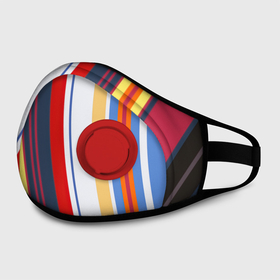 Маска из неопрена с принтом Stripes Abstract в Екатеринбурге, неопрен 100% | Форма огибающая нос. Резинки для ушей с дополнительной резинкой на затылке. Клапан для выдоха для активного дыхания при занятиях спортом. Эластичный материал маски и окантовки для лучшего растяжения и прилегания маски.  | Тематика изображения на принте: абстракция | акриловая | акриловый | без лишнего | белую | белый | в полоску | голубую | желтую | желтый | красную | красный | линии | на каждый день | полоски | разноцветная | разноцветное