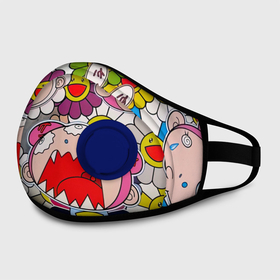 Маска из неопрена с принтом Takashi Murakami кричащий арт в городе Новоалтайск, неопрен 100% | Форма огибающая нос. Резинки для ушей с дополнительной резинкой на затылке. Клапан для выдоха для активного дыхания при занятиях спортом. Эластичный материал маски и окантовки для лучшего растяжения и прилегания маски.  | takashi murakami | арт | граффити | кричащий арт | мураками | такаси | такаси мураками | токио | уличное граффити | япония