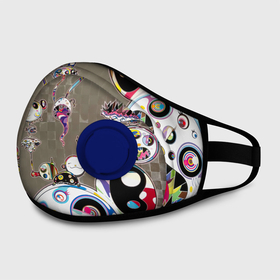 Маска из неопрена с принтом Takashi Murakami арт с языками в городе Новоалтайск, неопрен 100% | Форма огибающая нос. Резинки для ушей с дополнительной резинкой на затылке. Клапан для выдоха для активного дыхания при занятиях спортом. Эластичный материал маски и окантовки для лучшего растяжения и прилегания маски.  | takashi murakami | арт | арт с языками | граффити | мураками | такаси | такаси мураками | токио | уличное граффити | языки | япония