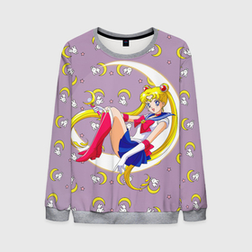 Мужской свитшот 3D с принтом Sailor Moon | Usagi в Кировске, 100% полиэстер с мягким внутренним слоем | круглый вырез горловины, мягкая резинка на манжетах и поясе, свободная посадка по фигуре | sailor moon | sailor moon usagi | usagi | сэйлор мун | сэйлор мун усаги | усаги