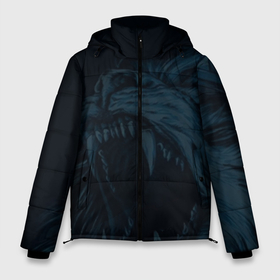 Мужская зимняя куртка 3D с принтом Zenit lion dark theme в Новосибирске, верх — 100% полиэстер; подкладка — 100% полиэстер; утеплитель — 100% полиэстер | длина ниже бедра, свободный силуэт Оверсайз. Есть воротник-стойка, отстегивающийся капюшон и ветрозащитная планка. 

Боковые карманы с листочкой на кнопках и внутренний карман на молнии. | Тематика изображения на принте: 1925 | зенит | лев | нева | питер | питерский лев | премьер лига | российский футбол | россия | рпл | санктпетербург | сбг | спб | футбол