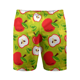 Мужские шорты спортивные с принтом Яблочки паттерн в Петрозаводске,  |  | apple | яблоки | яблоко | яблоня | яблочки