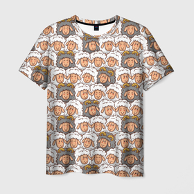 Мужская футболка 3D с принтом Овечки и барашки в Санкт-Петербурге, 100% полиэфир | прямой крой, круглый вырез горловины, длина до линии бедер | Тематика изображения на принте: баран | бараны | барашек | барашки | овен | овца | овцы