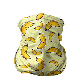 Бандана-труба 3D с принтом Банановый Бум в Белгороде, 100% полиэстер, ткань с особыми свойствами — Activecool | плотность 150‒180 г/м2; хорошо тянется, но сохраняет форму | Тематика изображения на принте: банан | банановый | бананы | паттерн | прикол | фрукты