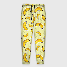 Мужские брюки 3D с принтом Банановый Бум в Санкт-Петербурге, 100% полиэстер | манжеты по низу, эластичный пояс регулируется шнурком, по бокам два кармана без застежек, внутренняя часть кармана из мелкой сетки | банан | банановый | бананы | паттерн | прикол | фрукты