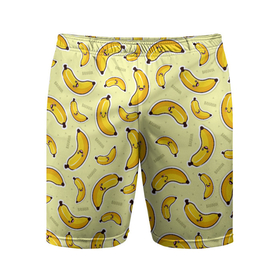 Мужские шорты спортивные с принтом Банановый Бум в Екатеринбурге,  |  | банан | банановый | бананы | паттерн | прикол | фрукты