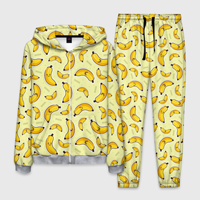 Мужской костюм 3D с принтом Банановый Бум в Екатеринбурге, 100% полиэстер | Манжеты и пояс оформлены тканевой резинкой, двухслойный капюшон со шнурком для регулировки, карманы спереди | Тематика изображения на принте: банан | банановый | бананы | паттерн | прикол | фрукты