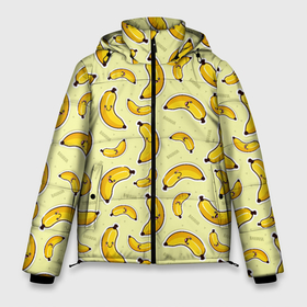 Мужская зимняя куртка 3D с принтом Банановый Бум в Петрозаводске, верх — 100% полиэстер; подкладка — 100% полиэстер; утеплитель — 100% полиэстер | длина ниже бедра, свободный силуэт Оверсайз. Есть воротник-стойка, отстегивающийся капюшон и ветрозащитная планка. 

Боковые карманы с листочкой на кнопках и внутренний карман на молнии. | банан | банановый | бананы | паттерн | прикол | фрукты