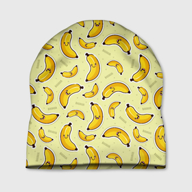 Шапка 3D с принтом Банановый Бум в Белгороде, 100% полиэстер | универсальный размер, печать по всей поверхности изделия | Тематика изображения на принте: банан | банановый | бананы | паттерн | прикол | фрукты