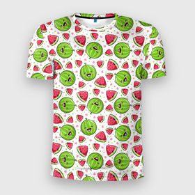 Мужская футболка 3D спортивная с принтом Арбузы много арбузов! в Петрозаводске, 100% полиэстер с улучшенными характеристиками | приталенный силуэт, круглая горловина, широкие плечи, сужается к линии бедра | арбуз | арбузы | витамина | лето | паттерн | фрукты