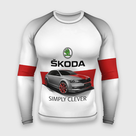 Мужской рашгард 3D с принтом Skoda Rapid Sport в Петрозаводске,  |  | rapid | simply clever | skoda | автомобиль | машина | рапид | тачка | чехия | шкода