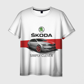 Мужская футболка 3D с принтом Skoda Rapid Sport в Новосибирске, 100% полиэфир | прямой крой, круглый вырез горловины, длина до линии бедер | rapid | simply clever | skoda | автомобиль | машина | рапид | тачка | чехия | шкода