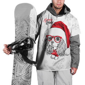 Накидка на куртку 3D с принтом Happy Christmas кокер спаниель в Белгороде, 100% полиэстер |  | american | cap | christmas | cocker spaniel | happy christmas | knitted scarf | new year | purebred dog | red | santa claus | snowflakes | американский | вязаный шарф | кокер спаниель | колпак | красные | новый год | очки | породистая собака | р