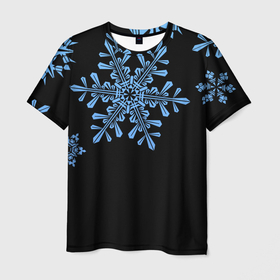 Мужская футболка 3D с принтом Минималистичные Снежинки в Кировске, 100% полиэфир | прямой крой, круглый вырез горловины, длина до линии бедер | зима | минимализм | новый год | снег | снегопад | снежинки