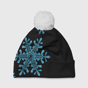 Шапка 3D c помпоном с принтом Снежная Стена в Тюмени, 100% полиэстер | универсальный размер, печать по всей поверхности изделия | Тематика изображения на принте: зима | новый год | снег | снегопад | снежинки