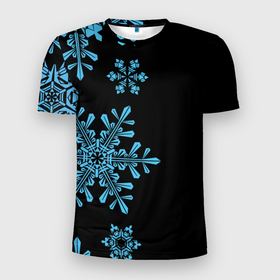 Мужская футболка 3D спортивная с принтом Снежная Стена в Тюмени, 100% полиэстер с улучшенными характеристиками | приталенный силуэт, круглая горловина, широкие плечи, сужается к линии бедра | Тематика изображения на принте: зима | новый год | снег | снегопад | снежинки