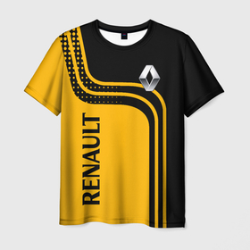 Мужская футболка 3D с принтом Renault | Рено в Тюмени, 100% полиэфир | прямой крой, круглый вырез горловины, длина до линии бедер | auto | car | france | renault | yellow | авто | автомобили | желтый | иномарки | машины | рено | тачки | техника | франция