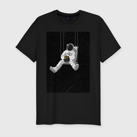 Мужская футболка хлопок Slim с принтом Chill astronaut , 92% хлопок, 8% лайкра | приталенный силуэт, круглый вырез ворота, длина до линии бедра, короткий рукав | астронафт | звезды | космонавт | космос | чил