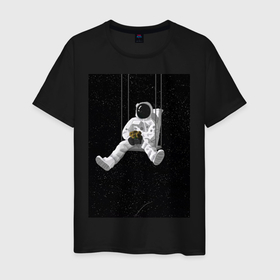Мужская футболка хлопок с принтом Chill astronaut в Кировске, 100% хлопок | прямой крой, круглый вырез горловины, длина до линии бедер, слегка спущенное плечо. | астронафт | звезды | космонавт | космос | чил