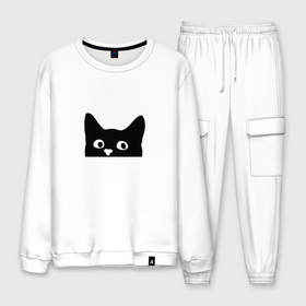 Мужской костюм хлопок с принтом Котяра (cat) в Кировске, 100% хлопок | на свитшоте круглая горловина, мягкая резинка по низу. Брюки заужены к низу, на них два вида карманов: два “обычных” по бокам и два объемных, с клапанами, расположенные ниже линии бедра. Брюки с мягкой трикотажной резинкой на поясе и по низу штанин. В поясе для дополнительного комфорта — широкие завязки | cat | для девушки | кот | котяра | кошка | подарок
